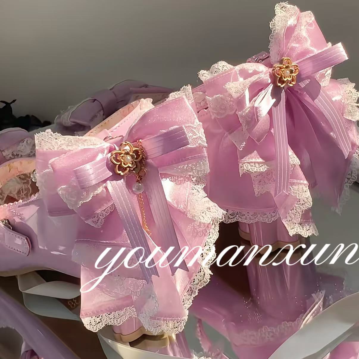 Summer Clothing Stores - LEOSOXS ちょう結びレースプリンセスロリータハイヒール 2026 夏新メアリージェーンズ妖精スタイルコスプレドレスシューズ美しい女の子の靴