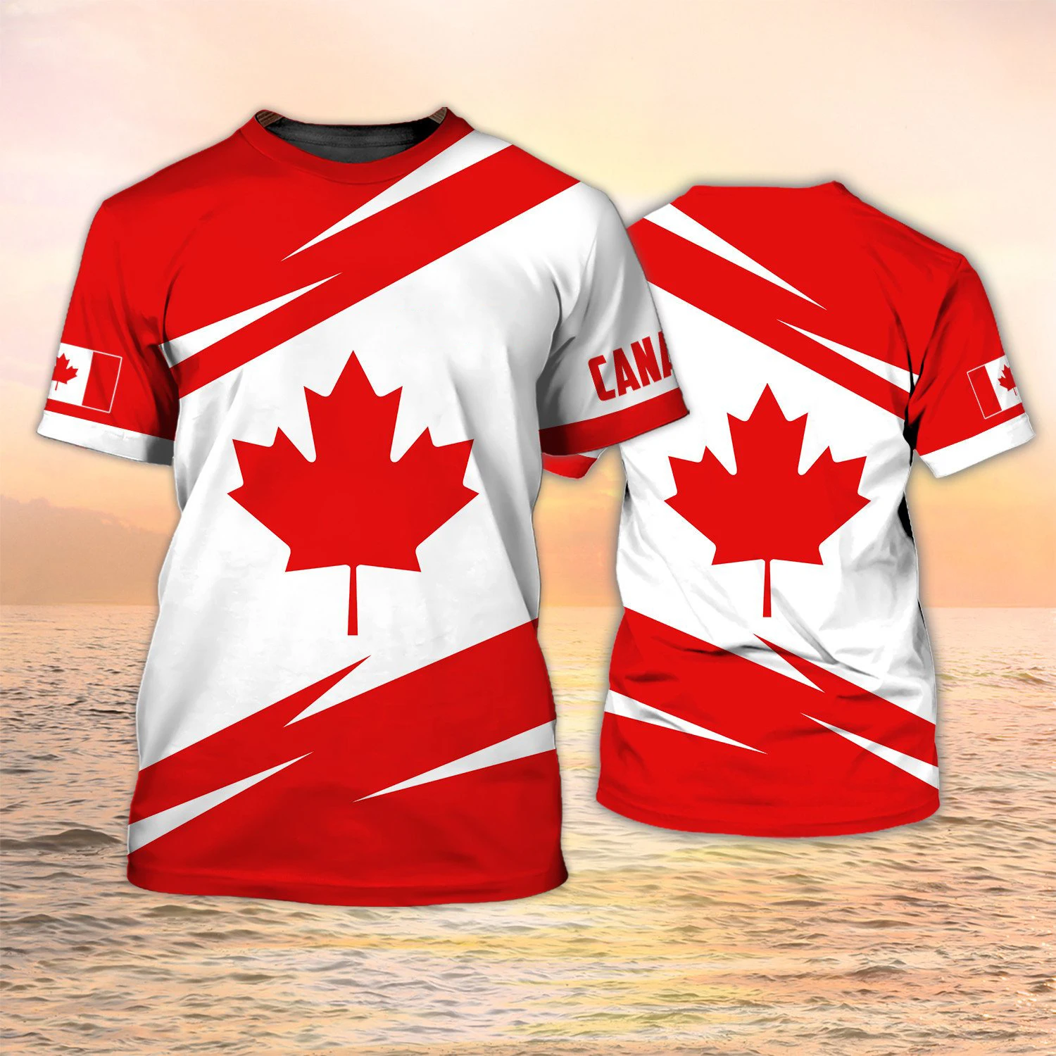 Summer Clothing Women Canada - カナダ国旗の3DプリントTシャツ。夏用、メンズ、レディース、カジュアル、ストリートファッション、オーバーサイズ、半袖Tシャツ、男性用トップス、衣料品。