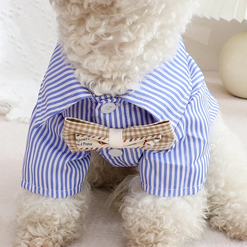 2026 ペット犬服蝶結びストライプシャツ薄い夏ブルーファッ - Summer Clothing Wholesale のレビューと価格