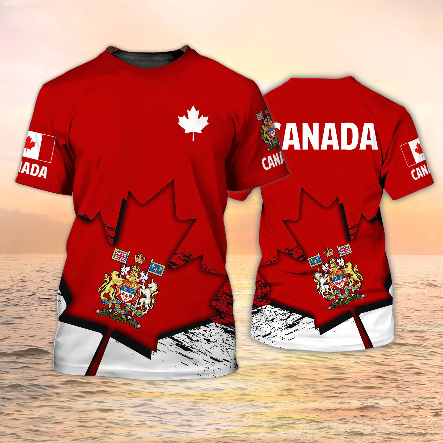 カナダ国旗の3DプリントTシャツ。夏用、メンズ、レディース、 - Summer Clothing Women Canada のレビューと価格
