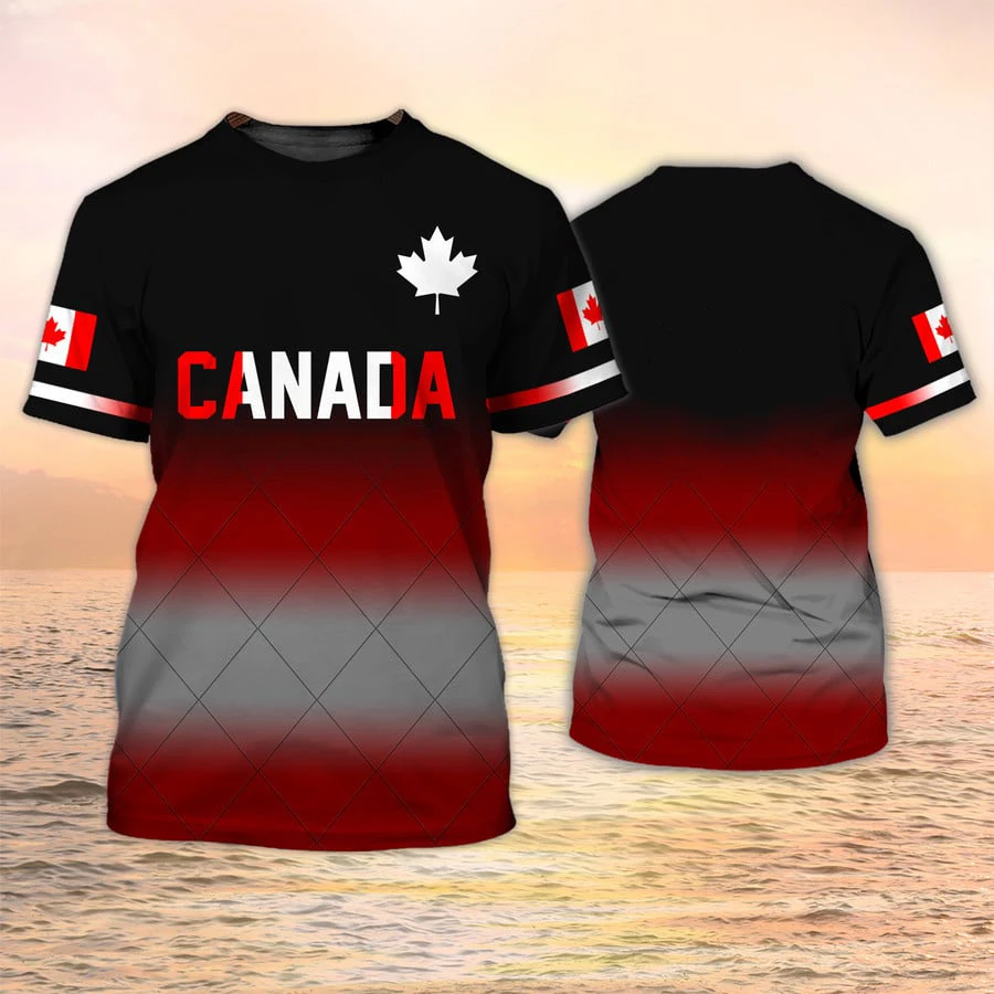カナダ国旗の3DプリントTシャツ。夏用、メンズ、レディース、 - Summer Clothing Women Canada のレビューと価格