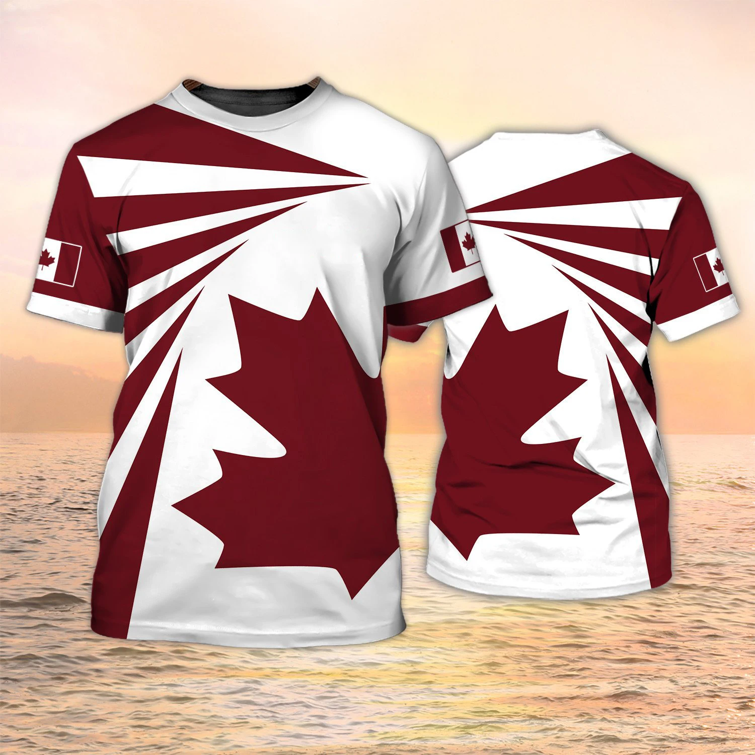 カナダ国旗の3DプリントTシャツ。夏用、メンズ、レディース、 - Summer Clothing Women Canada のレビューと価格
